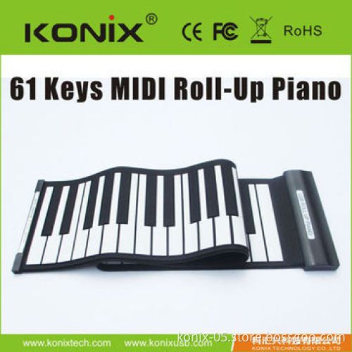 Flexible USB MIDI roll up piano